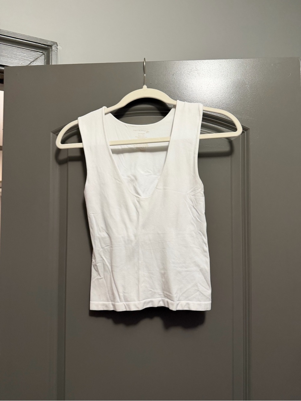 Women’s White V-Neck Tank Top with Wide Straps